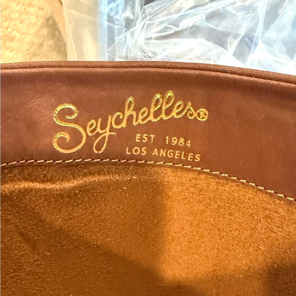 Seychelles Cognac Leather Knee High Boots Block Heel Tall Boots NIB - 9.5 - Picture 3 of 5